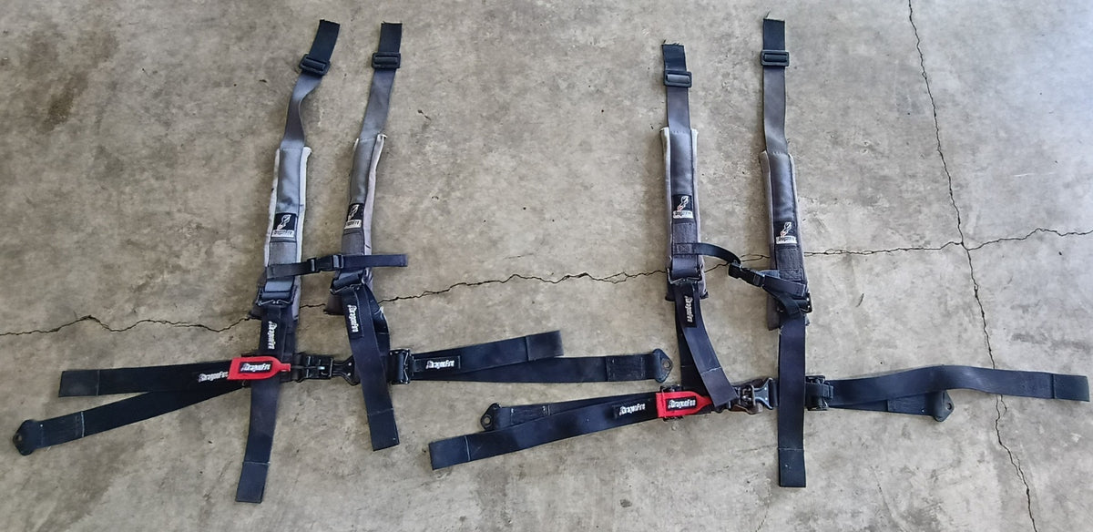 Used DragonFire 3-Inch Padded 4-Point Harness Pair - Black, Shortened