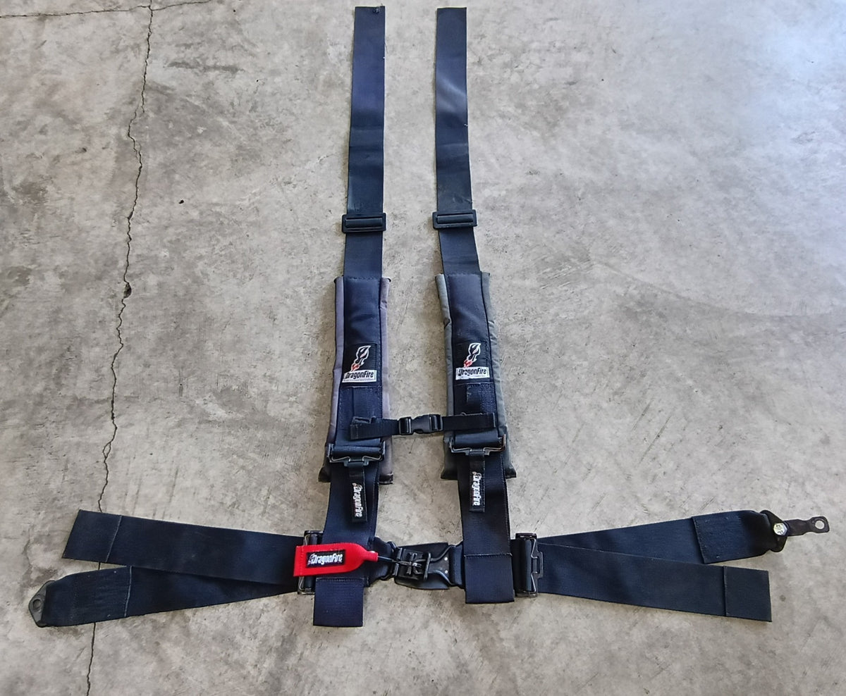 Used DragonFire 3-Inch Padded 4-Point H-Style Harness Pair - Black