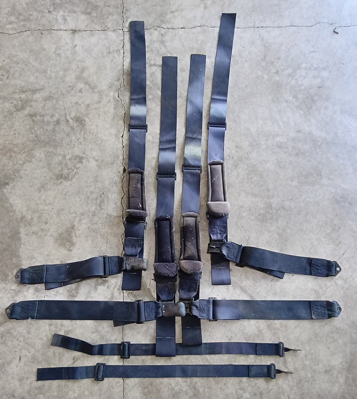 Used Simpson 3-Inch Padded 5-Point Racing Harness Pair - Black