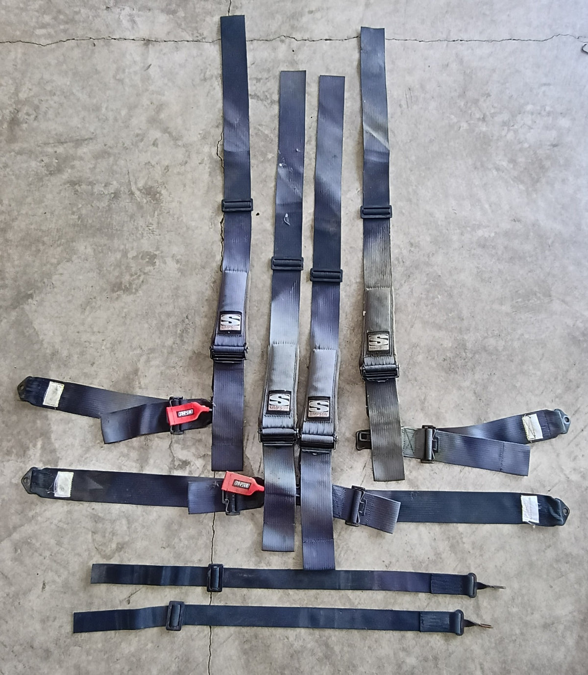 Used Simpson 3-Inch Padded 5-Point Racing Harness Pair - Black