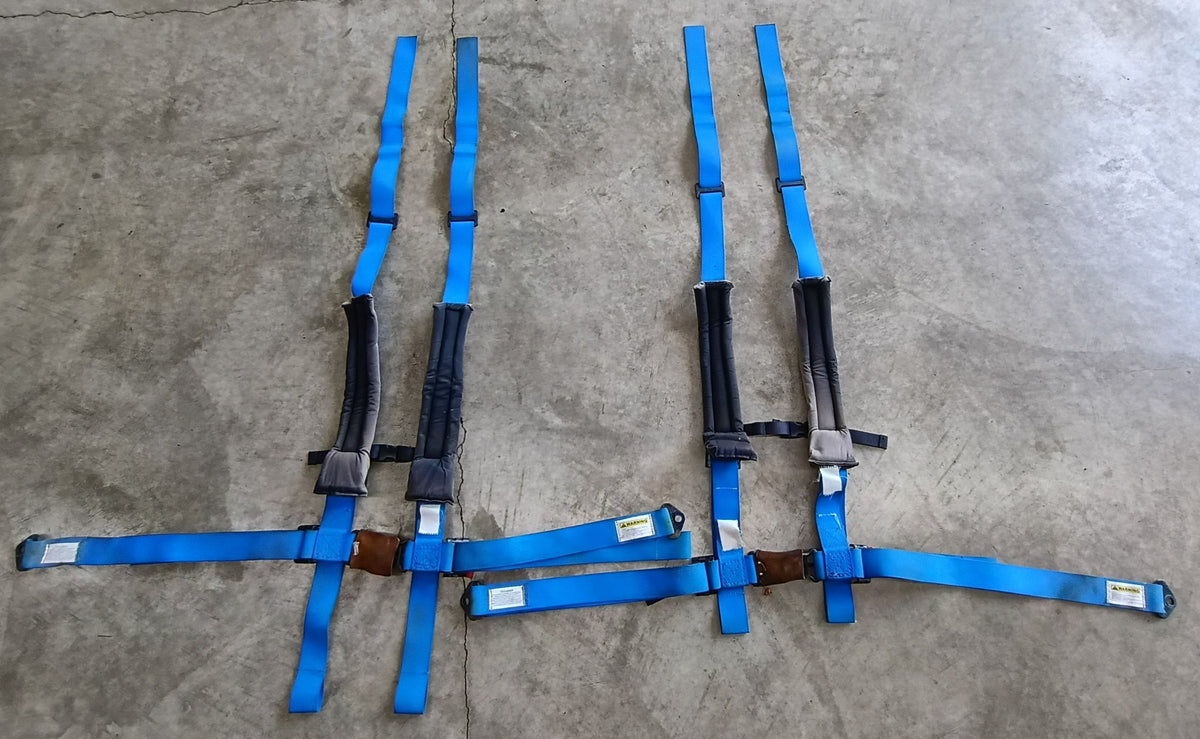 Used DragonFire 3-Inch Padded 4-Point H-Style Harness Pair - Blue