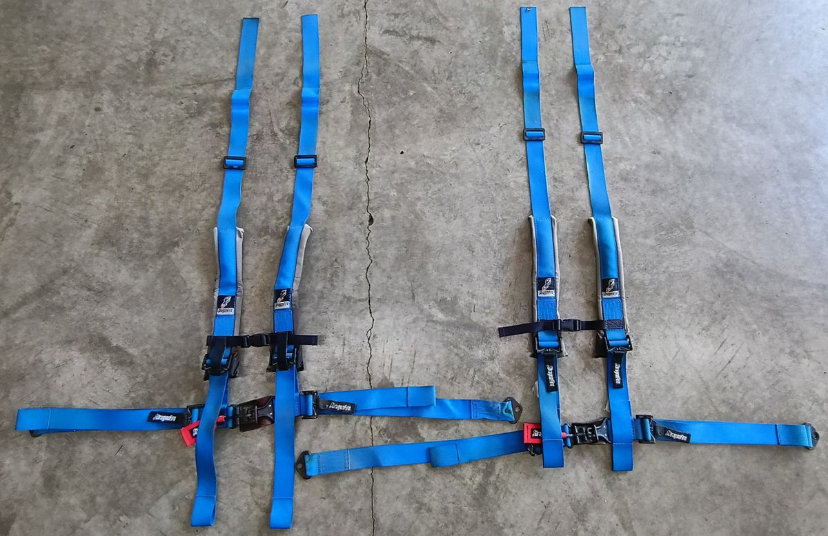 Used DragonFire 3-Inch Padded 4-Point H-Style Harness Pair - Blue
